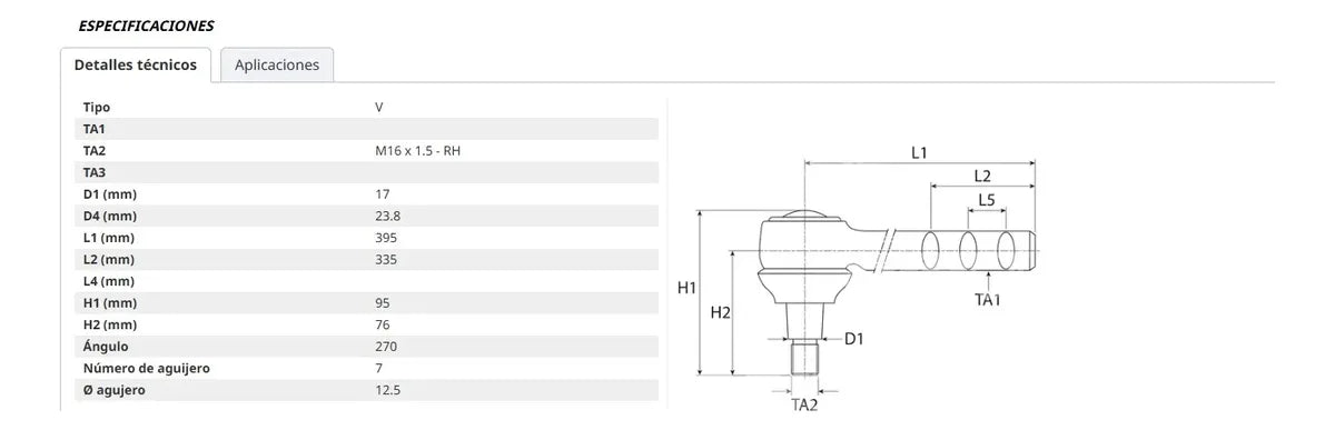 Terminal Larga Direccion Tractor Ford Nh 5000/6000/5610/6610