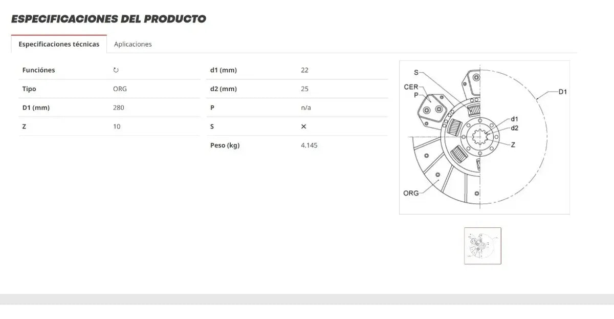Disco PTO Toma De Fuerza New Holland TT75 5010