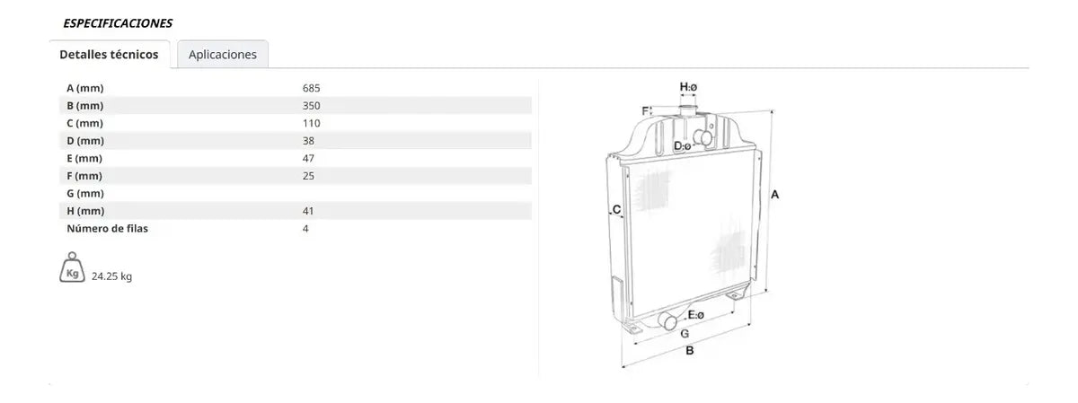 Radiador Tractor Para John Deere 2020/2030/2040/2120/2130
