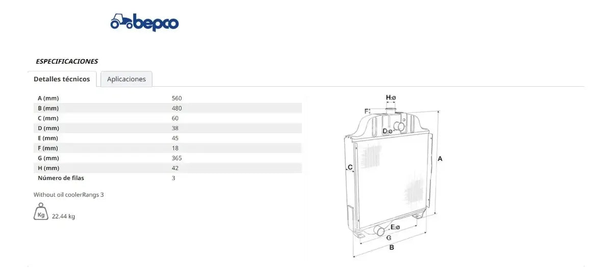 Radiador Tractor Ford 3000 4000 83972007 Alta Calidad