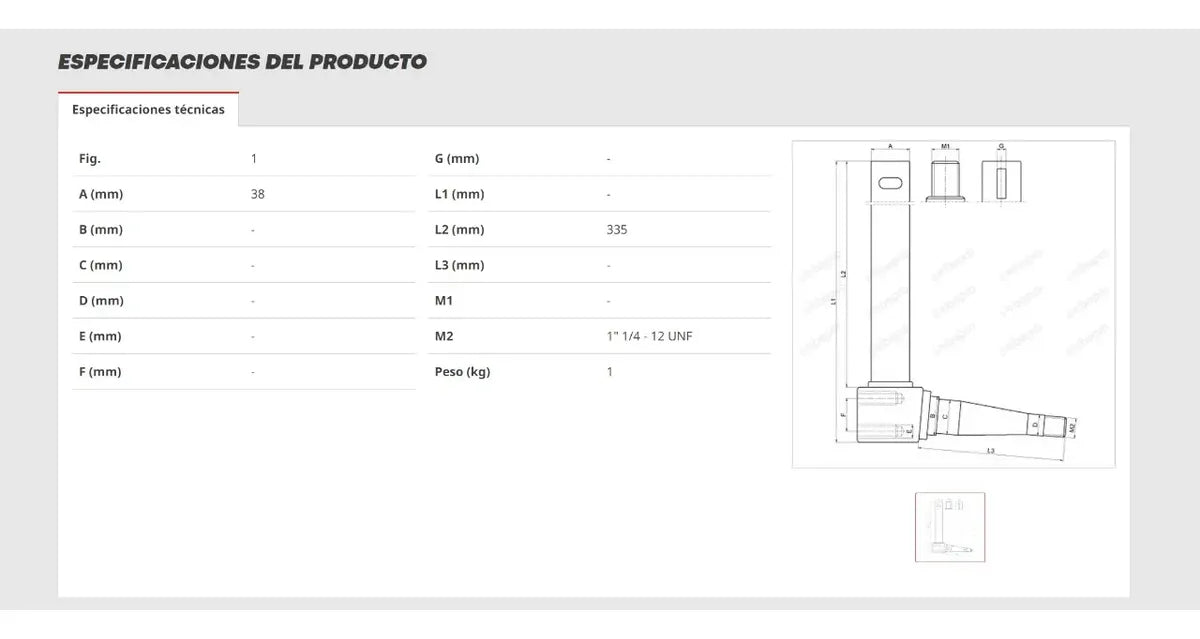 Mango Derecho D Direccion Massey 165 185 265 285 590 575 290