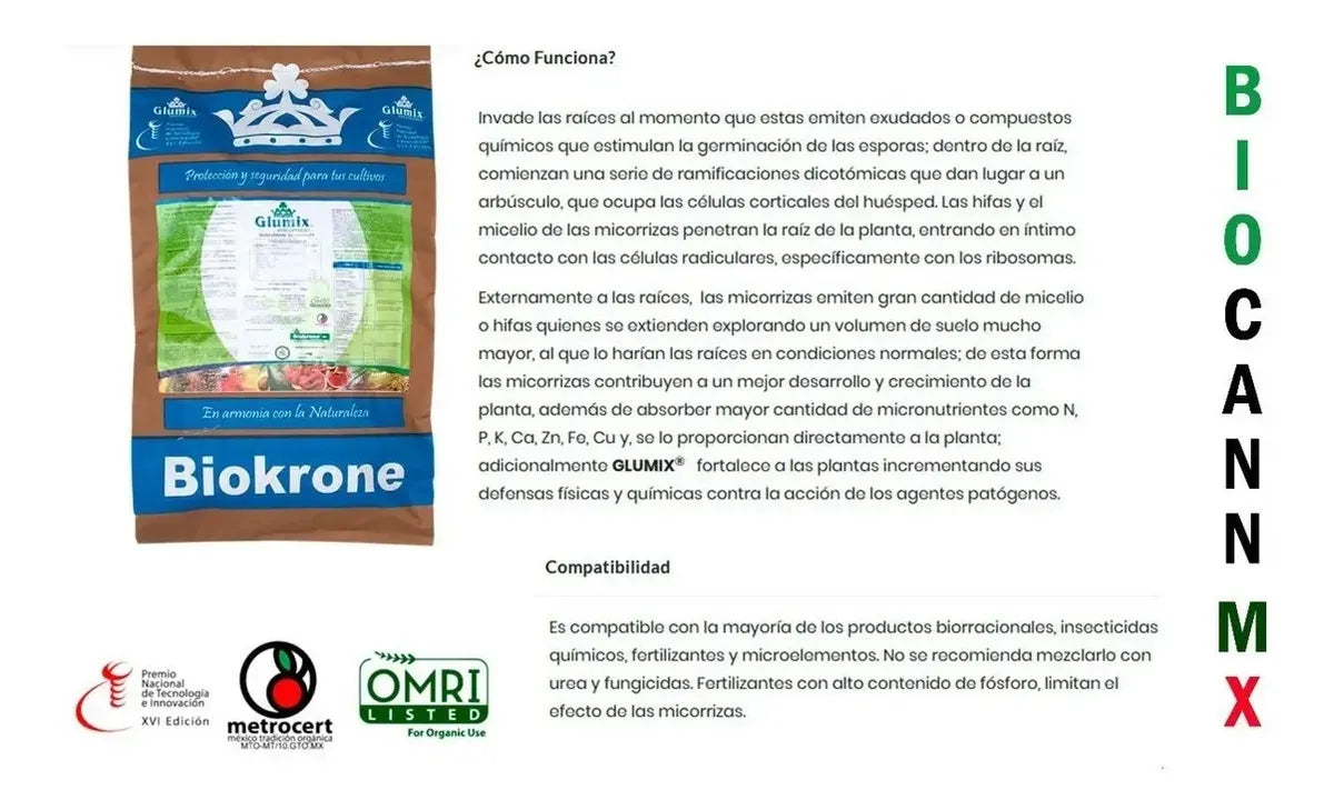 Biokrone Glumix 20kg Micorrizas Enraizador Mejorador D Suelo