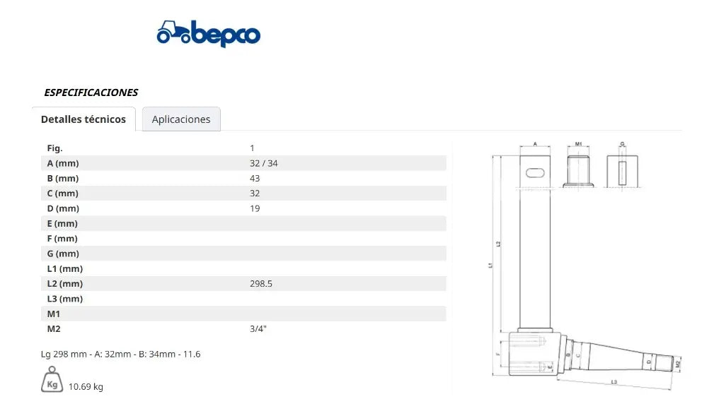Mango De Dirección Derecho Para Tractor Ford 4000/4600/3000