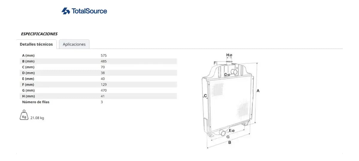 Radiador Tractor Case 495 585 595 685 695 795 895