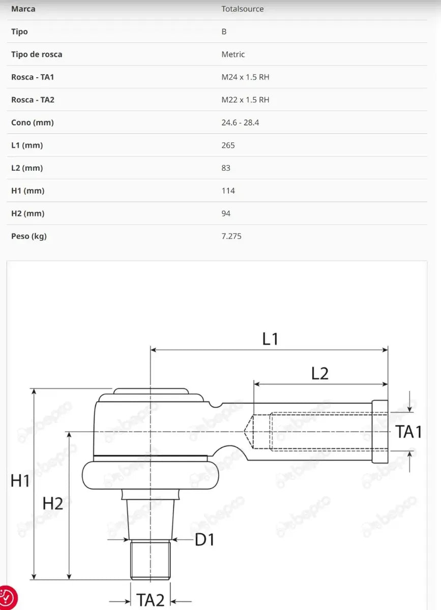 Terminal Direccion  Para John Deere 6110/6403/6415/7425 Etc