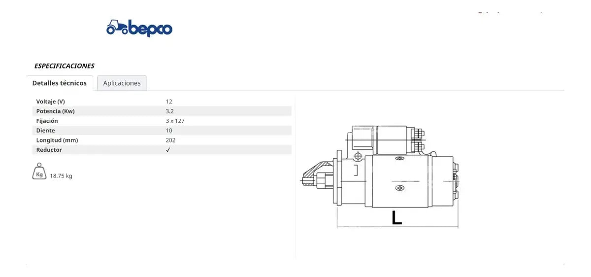 Marcha 3.2kw Compatible Tractor New Holland Serie S Case Jx