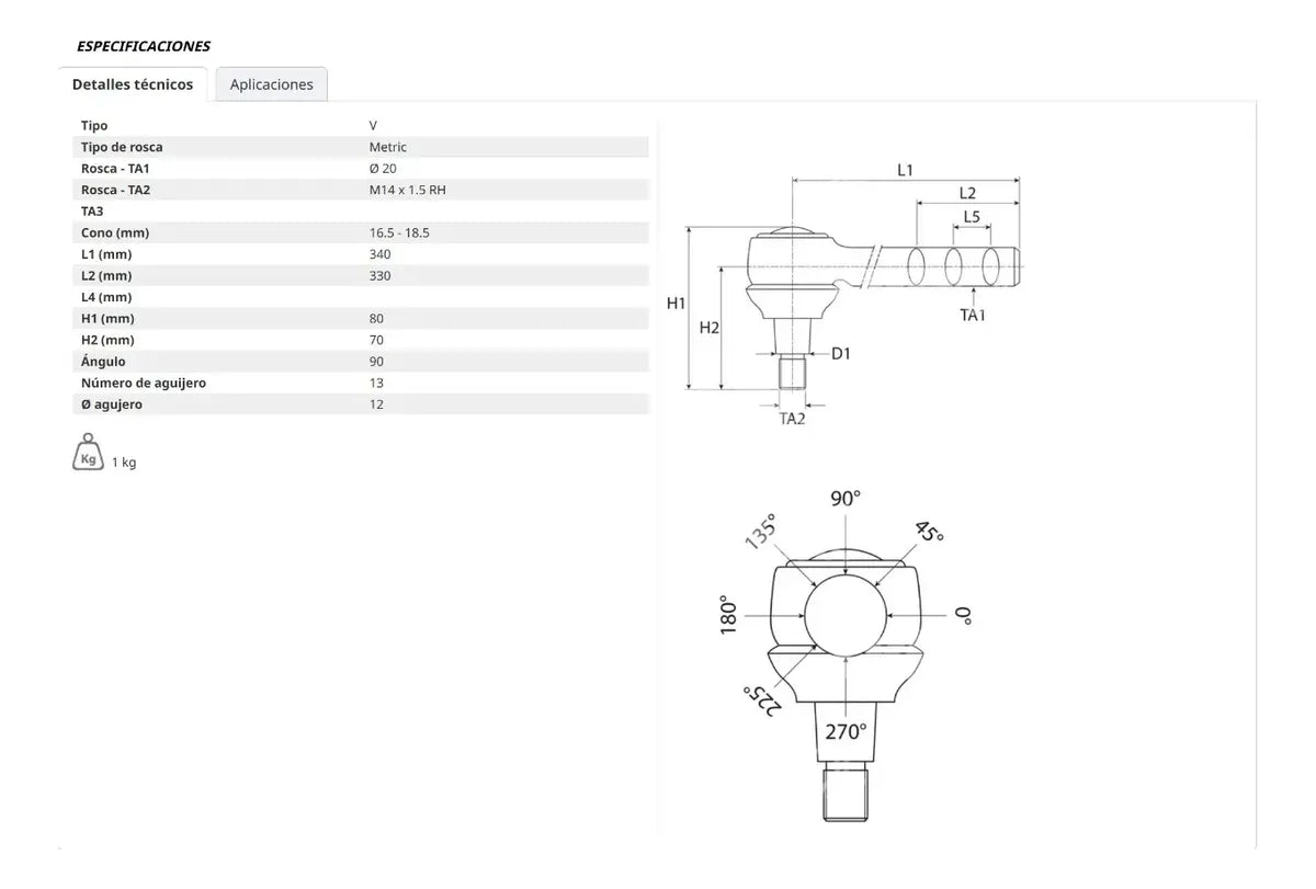 Terminal Rotula De Direccion Para John Deere 2020/2120 Etc