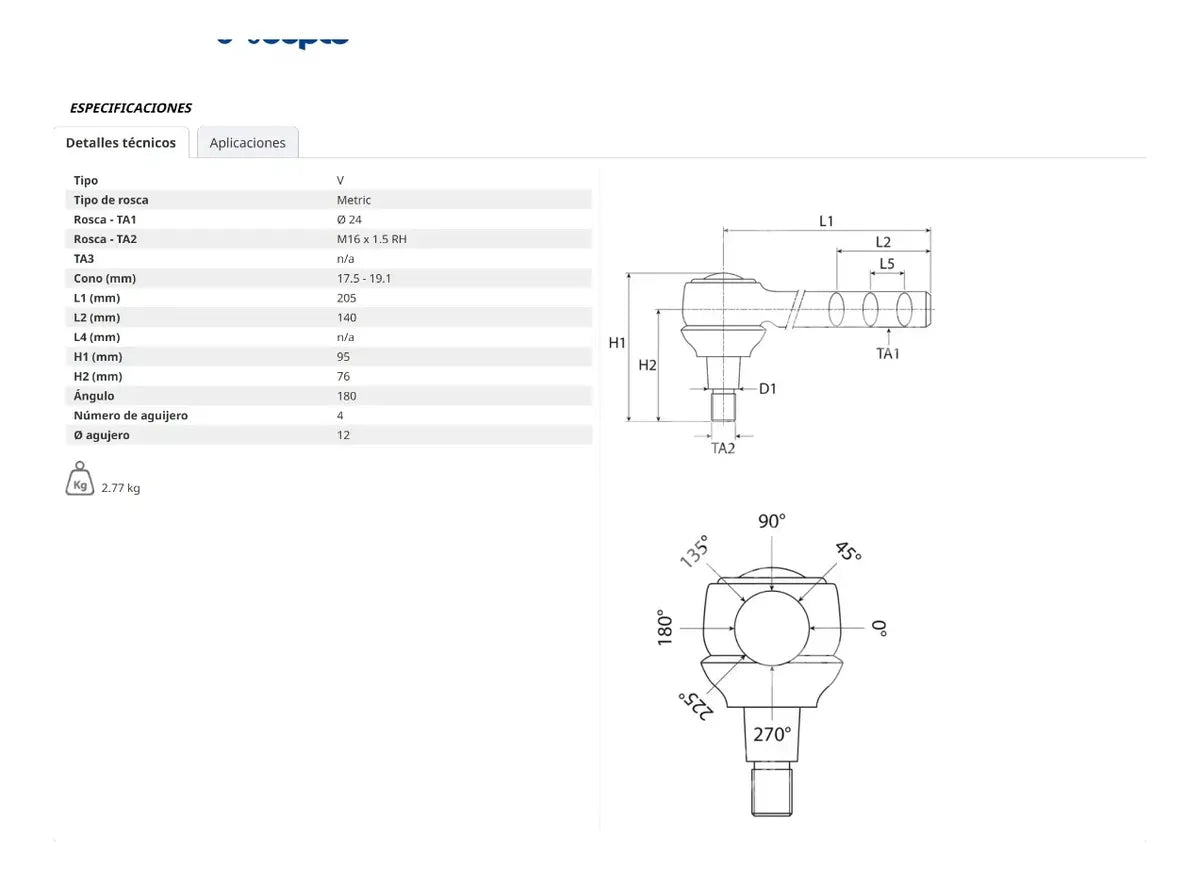 Terminal Rotula Direccion Manual De Tractor Ford 5000/6600