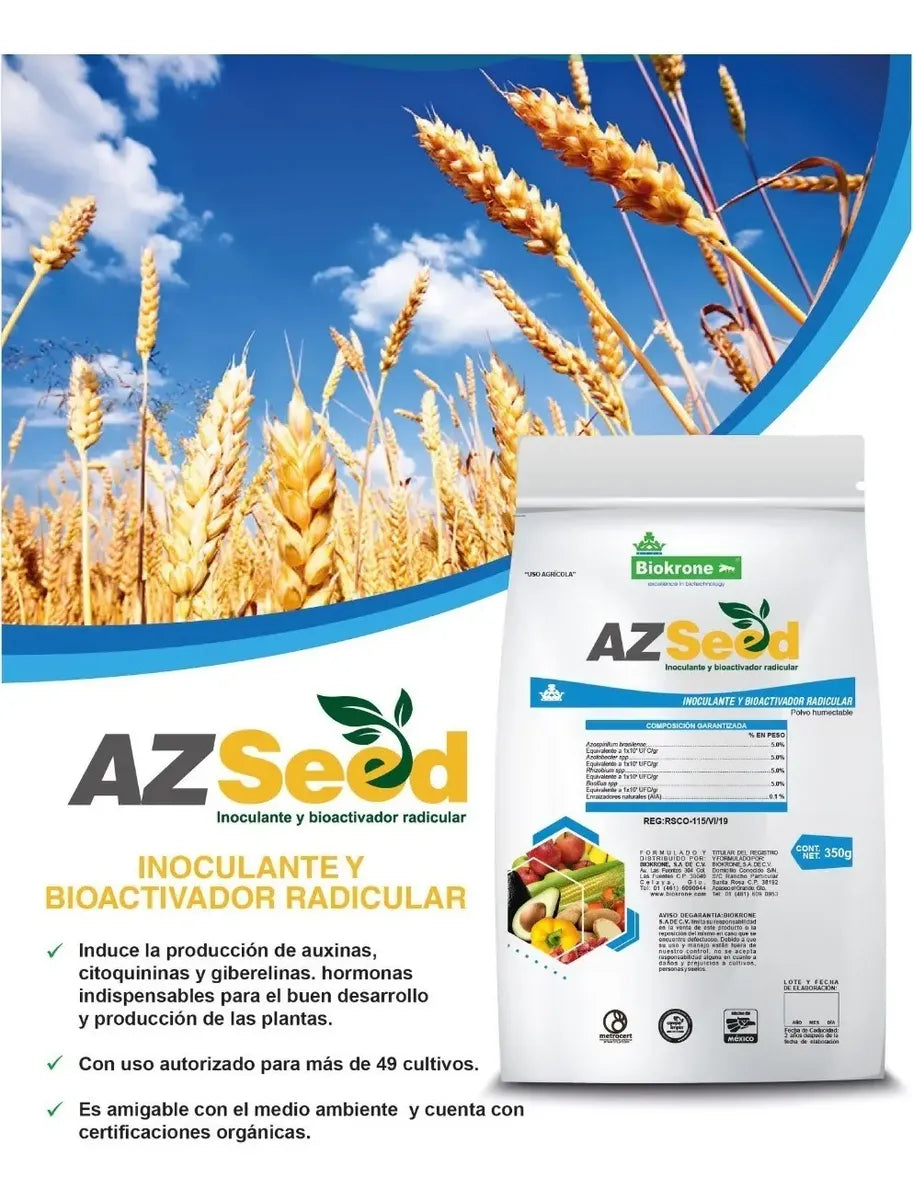 Biokrone Az Seed Biofortificante Fijador De Nitrogeno 350gr