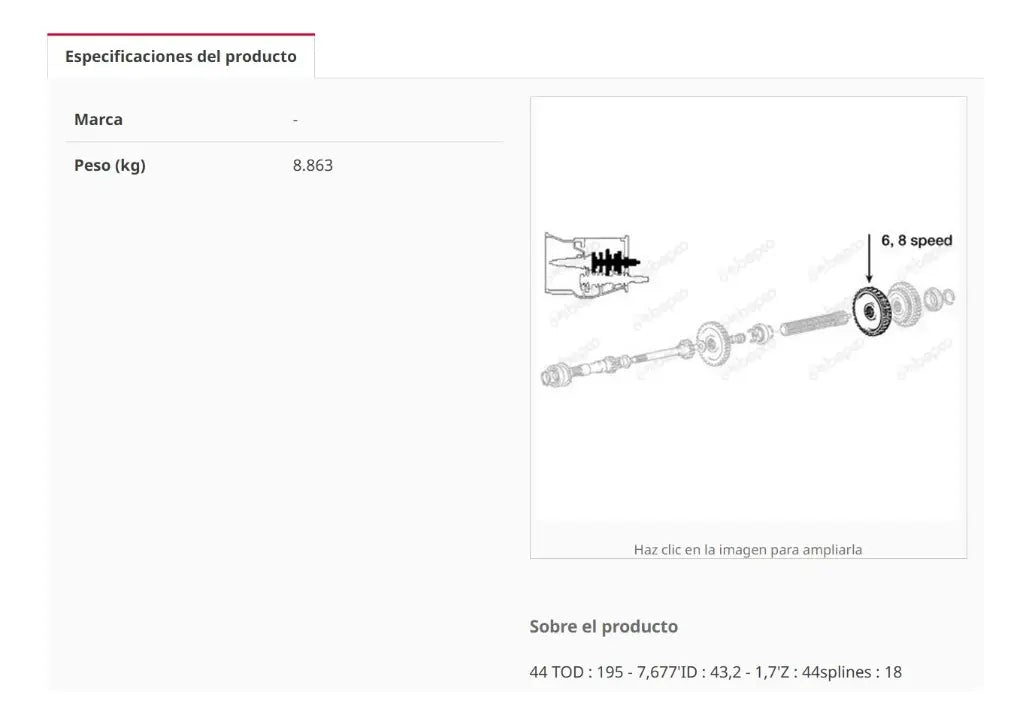 Engrane Primera Velocidad Massey Ferguson 35 65 285 390
