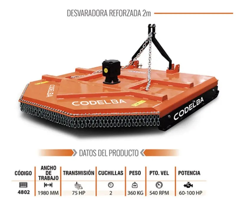 Desvaradora Chapeadora Reforzada 2 Metros Codelba